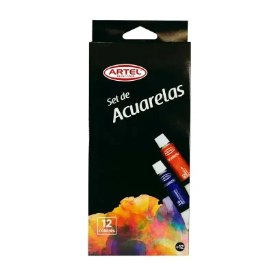 Set Acuarelas En Pomo 12col Artel