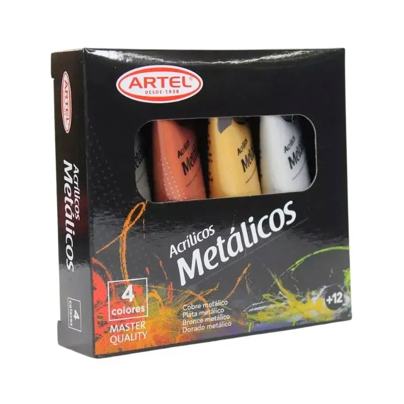 Set de Pintura AcrÃlica Artel 4 Colores Metalizados