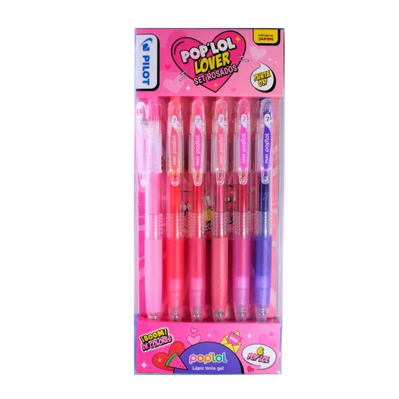 Set Lápiz Gel PopLol 6 Col 0.7 Tono Rosados Pilot