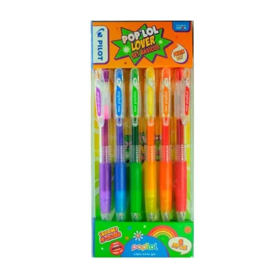 Set Lápiz Gel PopLol 0.7 6 Col Tonos Básicos Pilot
