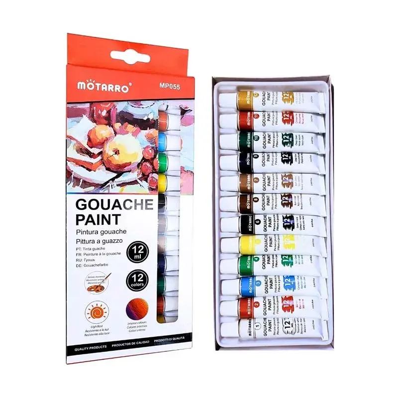 Set Pintura 12Col Gouache Pomo 12ml Mp055 Motarro