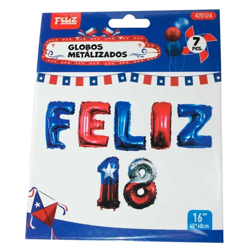 Set Globos Feliz 18 40x40cms 16"