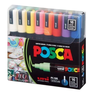 Marcador Posca 5m Set 16 Colores / Japones Original