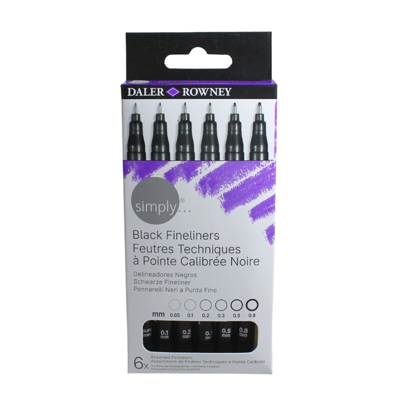 Set Marcador TiralĂneas 6Un Dif Puntas Simply Daler Rowney