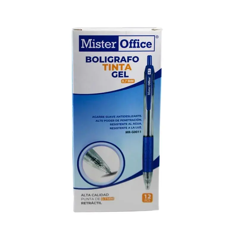 Lápiz Gel Grip Retractil 0.7Mm Mister Office Azul - Imagen 2