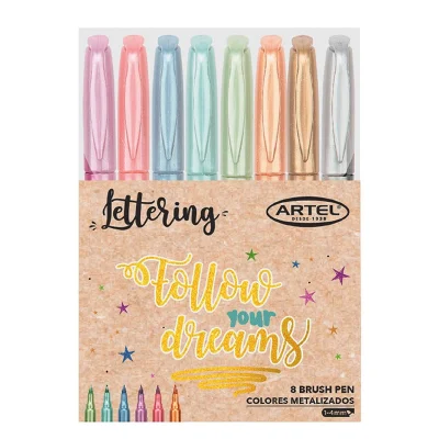 Marcador Lettering Artel 8 Col Metalizado 1-4Mm.
