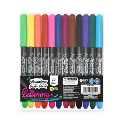 Marcador Punta Pincel 12 Colores Lavoro