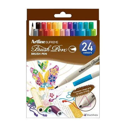Set 24 Col Supreme Brush Pen Punta Fina Artline