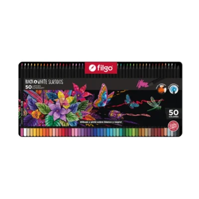 Set Lápiz 50 Colores Lata Black-White Filgo